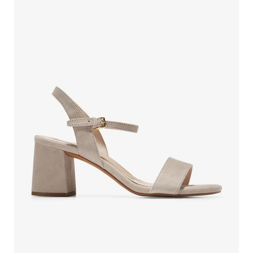Cole Haan Women's Josie Block Heel Sandal, 65mm, Mortar Suede, Size 11 - Picture 2 of 5